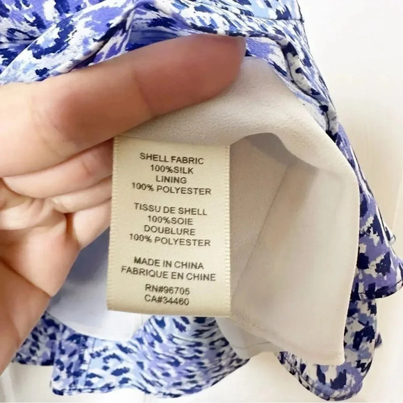 REBECCA TAYLOR Blue Crush‎ Leopard Fever Ruffle Hem 100% Silk Top Size 0 - Picture 5 of 8